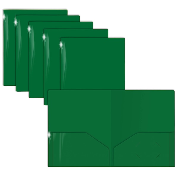 Gold Seal 2 Pkt Plastic Extra Heavyweight Folders Portfolio, High Sheen Reflective Finish, Green, 12PK 86318 - main